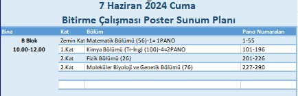 Poster Sunum Planı